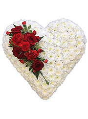 Inima funerara crizanteme albe