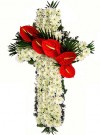 Cruce funerara crizanteme si anthurium