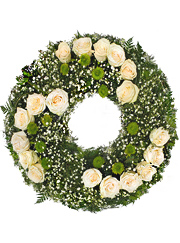 Coroană cu spirale de trandafiri albi