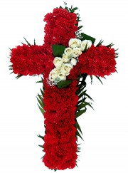 Cruce funerara garoafe rosii
